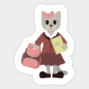 Cat schoolgirl Sticker